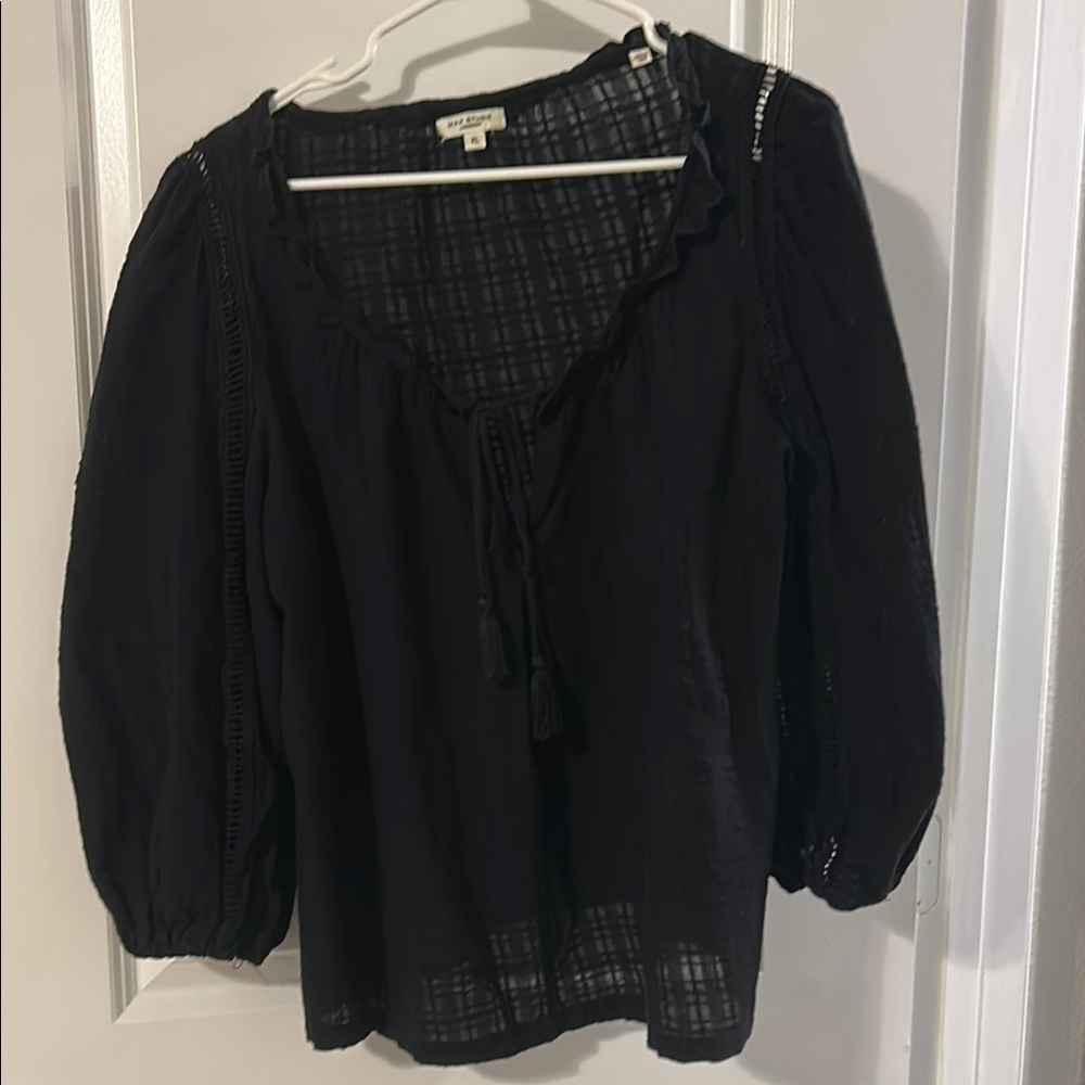 Max Studio Black Peasant Blouse